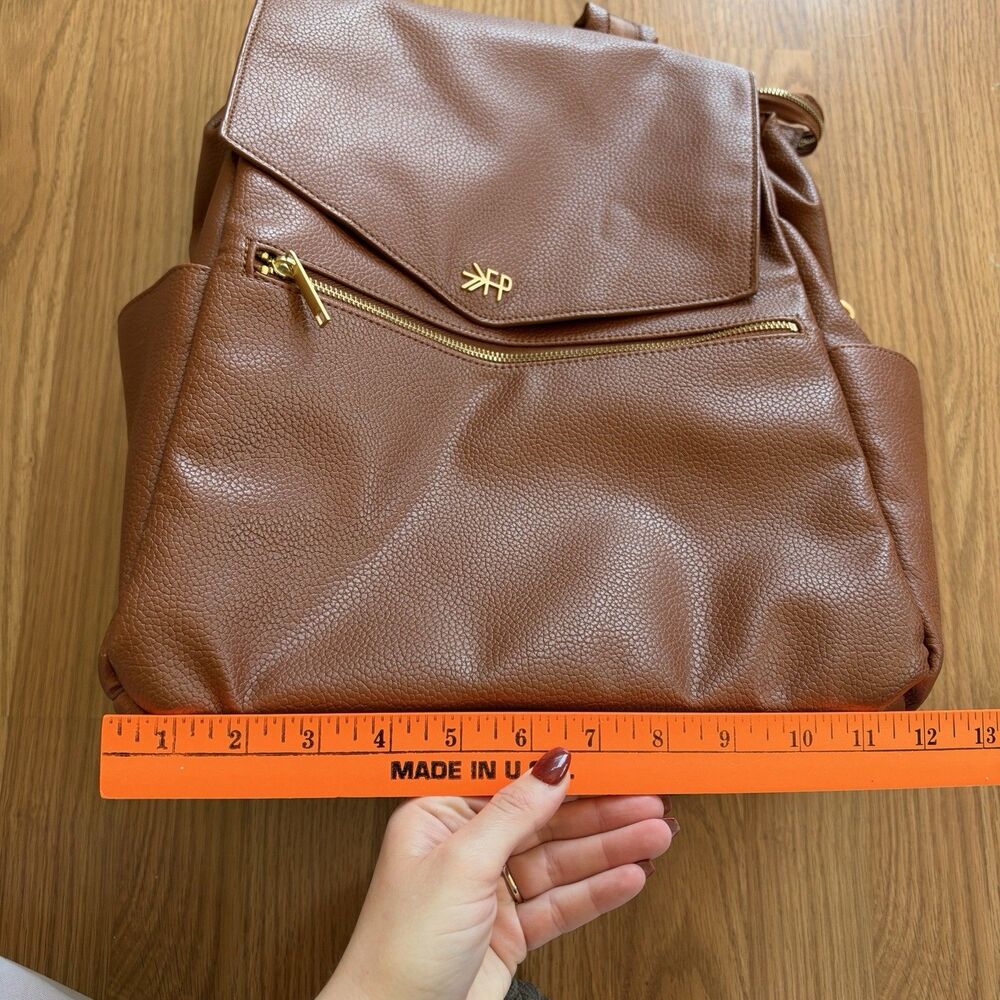 Freshly Picked Convertible Classic Diaper Bag ll Backpack Cognac Brown Leather - Picture 4 of 16